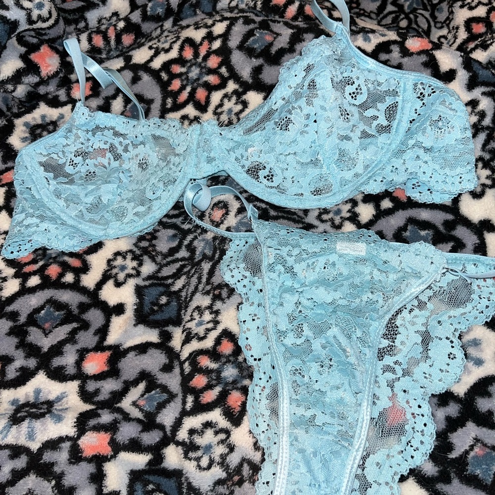Blue bra and panty set